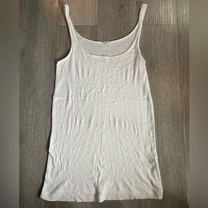 J. Crew Cotton Long Thin Strap White Tank Top Size Large
